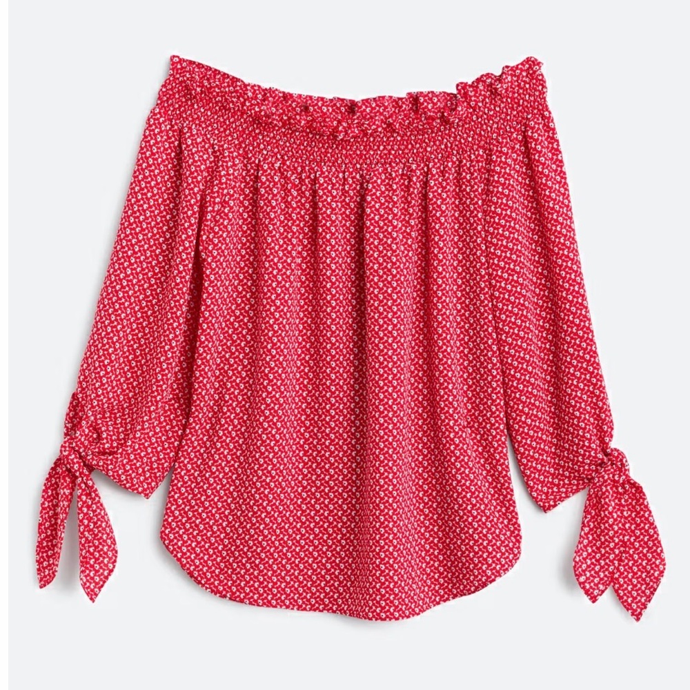 NWT Michael by Michael Kors Red Galyn Off The Shoulder Top
